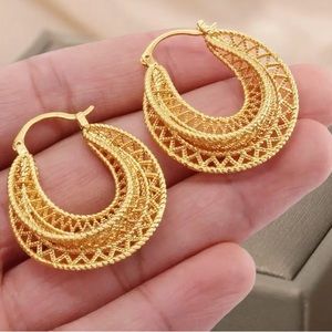 Hoop Earrings, 24k Gold plated Hoop Earrings, Big Hoop Earrings, Statement Hoop